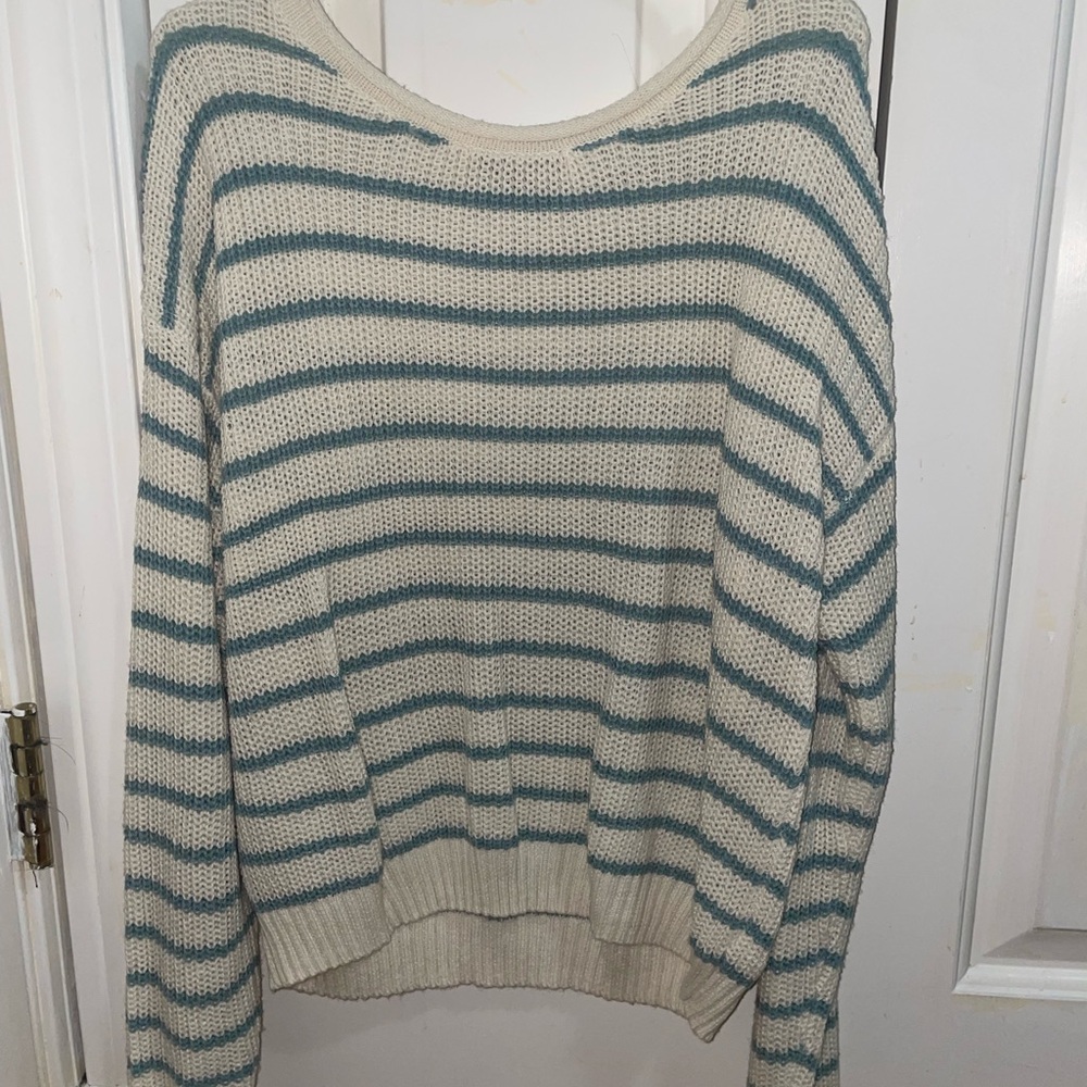 Wild Fable Cream and Blue Striped Sweater